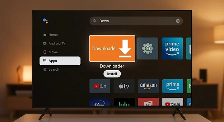 Instalacija Downloader aplikacije iz Apps sekcije na Android TV-u za IPTV