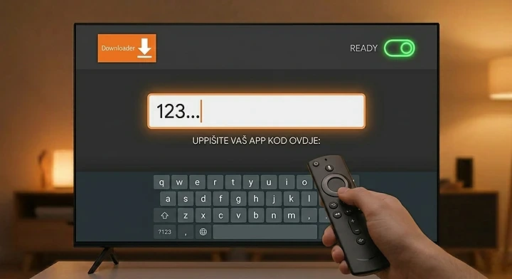 Unos app koda u Downloader aplikaciju za instalaciju EXYU IPTV aplikacije