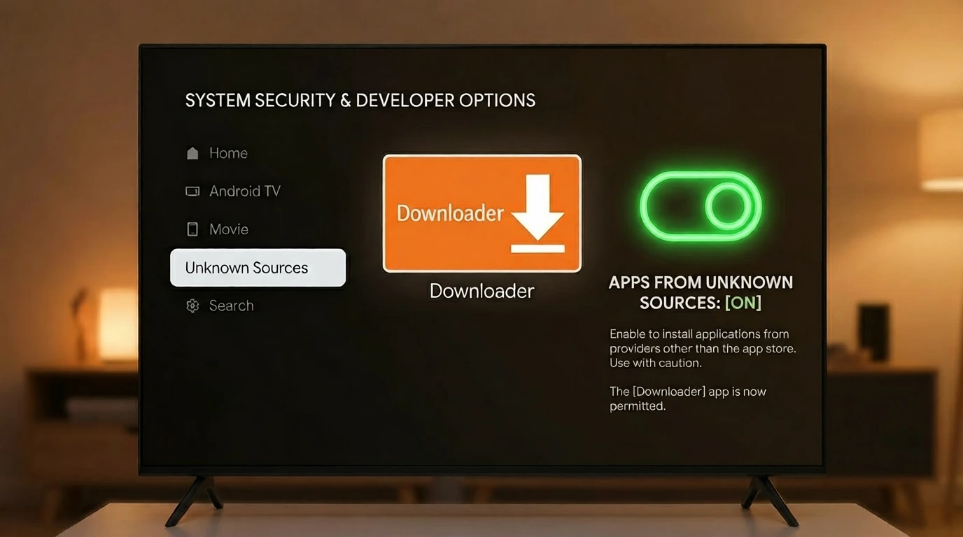 Aktiviranje Apps from Unknown Sources za Downloader u Android TV sigurnosnim postavkama